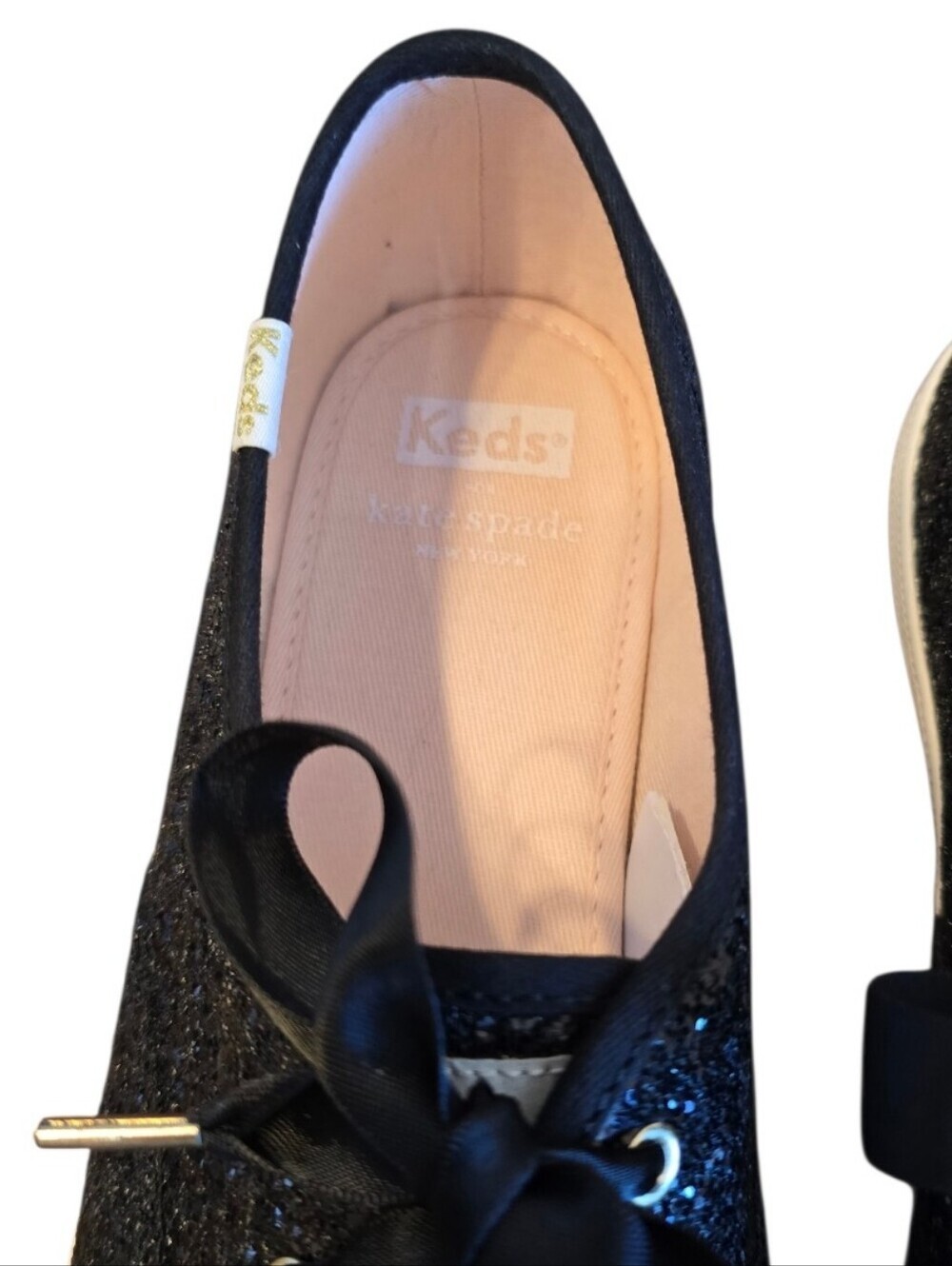 Keds X Kate Spade New York Black Glitter Lace Up Sneakers 8.5W - Picture 8 of 12